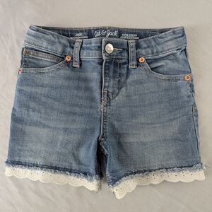 Cat & Jack Kid's Light Blue Jean Shorts with Lace Trim